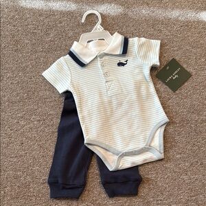 Laura Ashley Blue and White Striped Baby Set